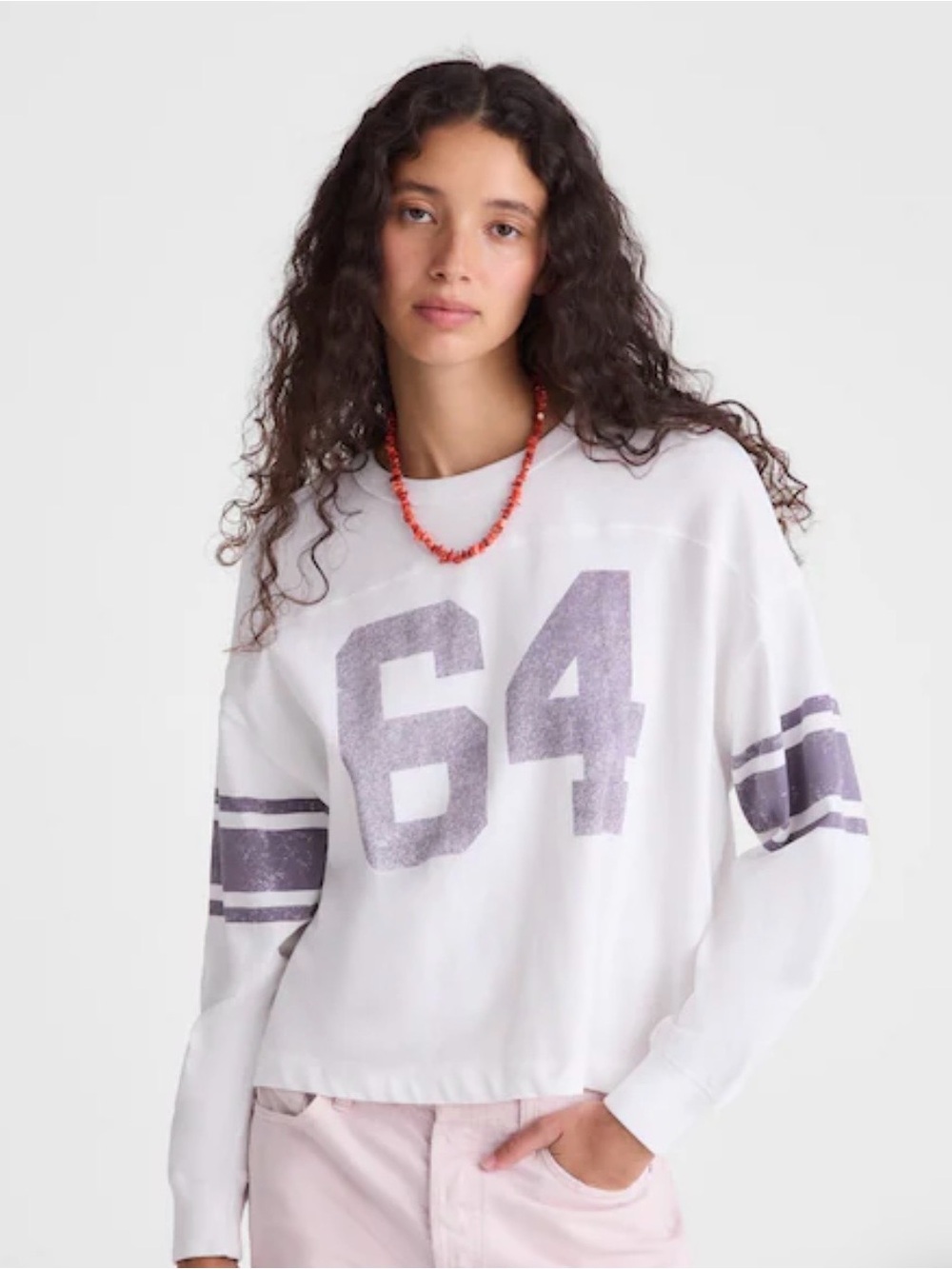 Madewell NWT Relaxed Crewneck Graphic 64 Tee in White And lavender/blue OA312 - Picture 1 of 10